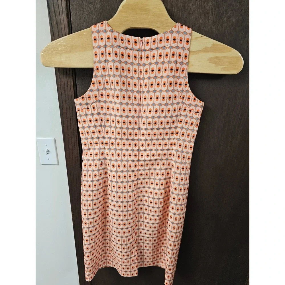 J.Crew Collection Peach Orange Geometric Jacquard Shift Dress Size 6